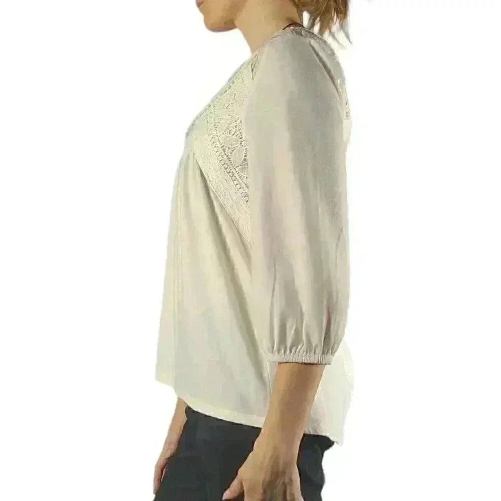 Absolutely Famous Cut Out Lace Long Sleeve Blouse - Picture 3 of 4